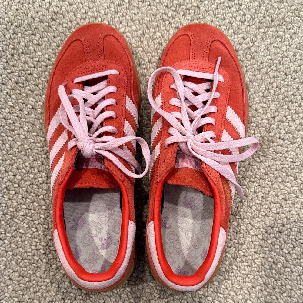 Adidas Bright Red Clear Pink Handball Spezials size 7.5